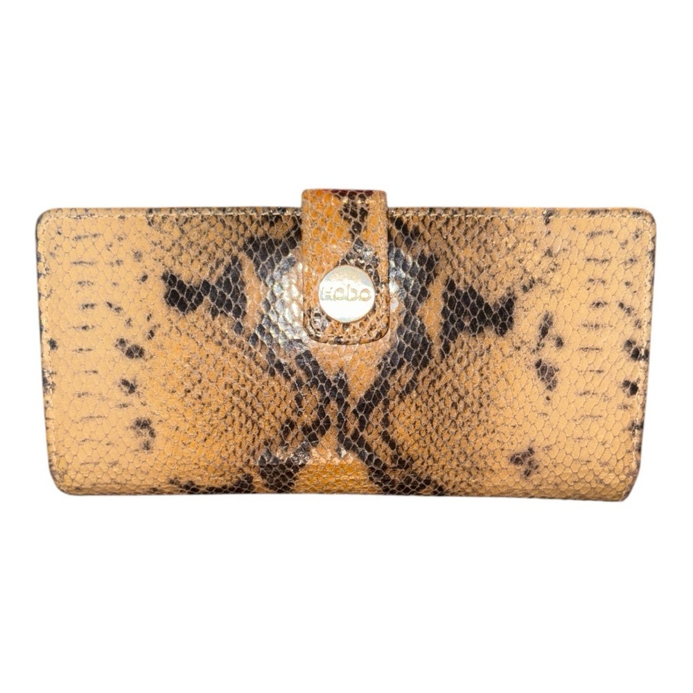 Hobo International long snap closure bi-fold snakeskin wallet. Red inside WLT 4